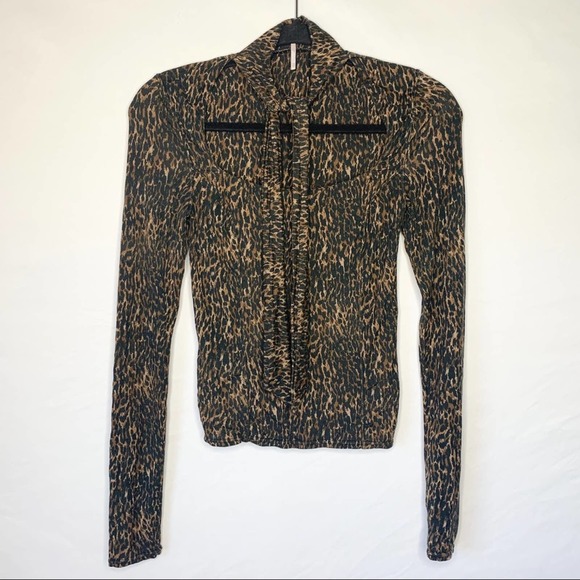 Free People Wild Thing Tie Neck Long Sleeve Top - Picture 4 of 6